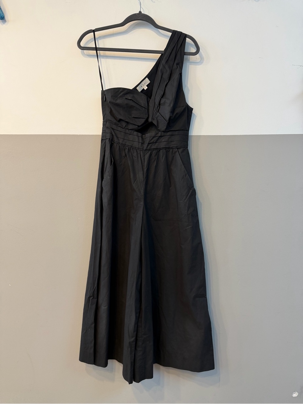 A.L.C. Athelia One Shoulder Jumpsuit ALC Black Wide Leg Cutout Cocktail Size 4 - Picture 10 of 13